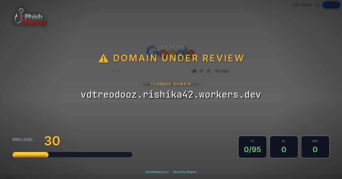 vdtreodooz.rishika42.workers.dev phishing report — threat analysis by PhishDestroy