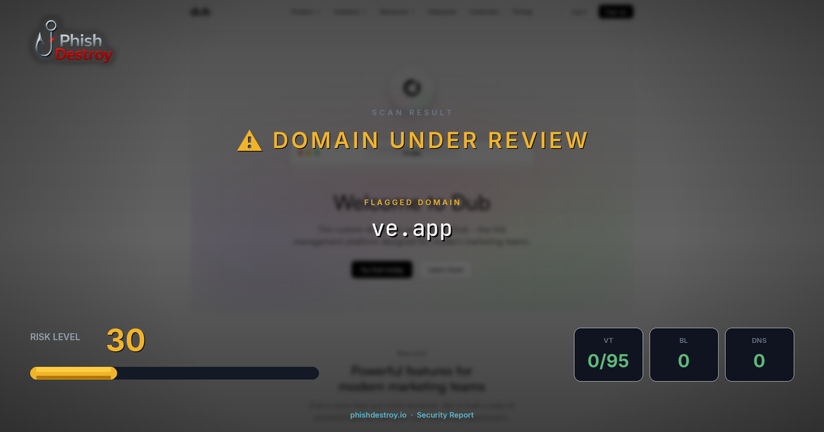 ve.app phishing report — threat analysis by PhishDestroy