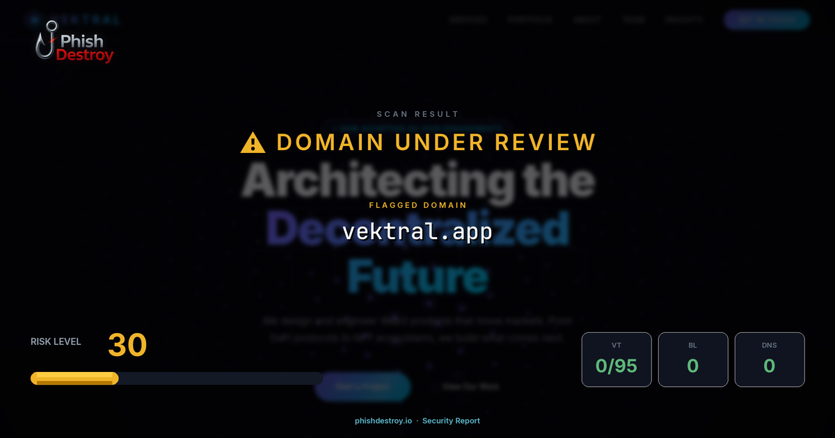 vektral.app phishing report — threat analysis by PhishDestroy