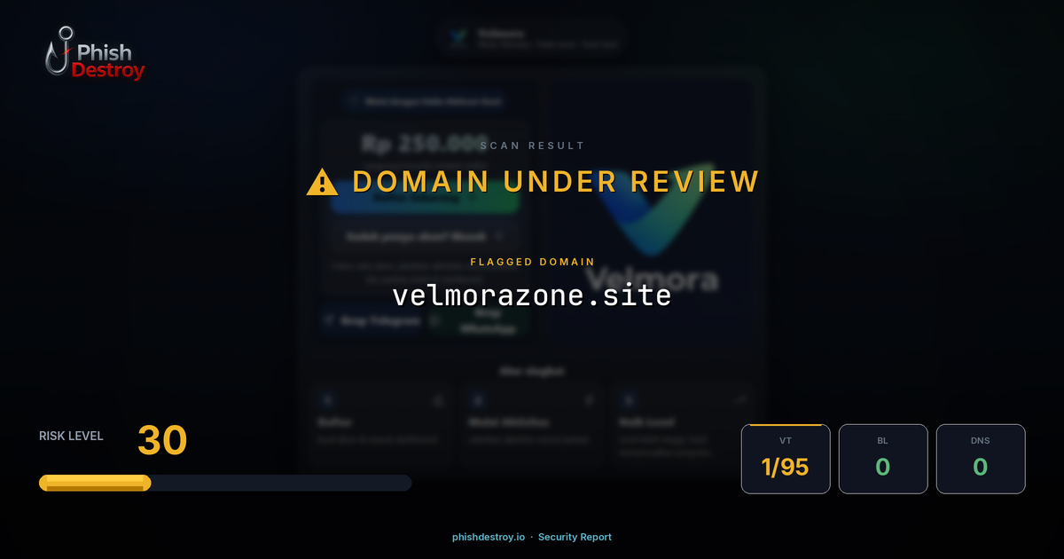 velmorazone.site phishing report — threat analysis by PhishDestroy