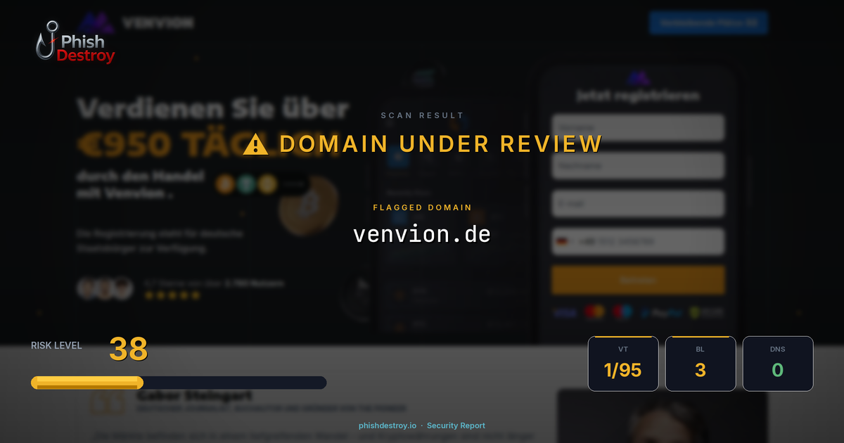 venvion.de phishing report — threat analysis by PhishDestroy