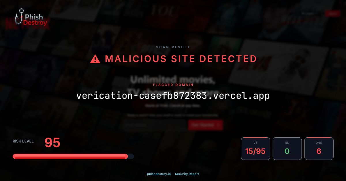 verication-casefb872383.vercel.app phishing report — threat analysis by PhishDestroy