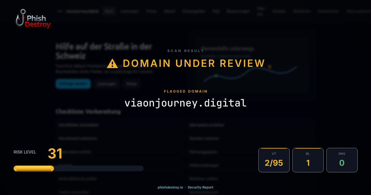 viaonjourney.digital phishing report — threat analysis by PhishDestroy