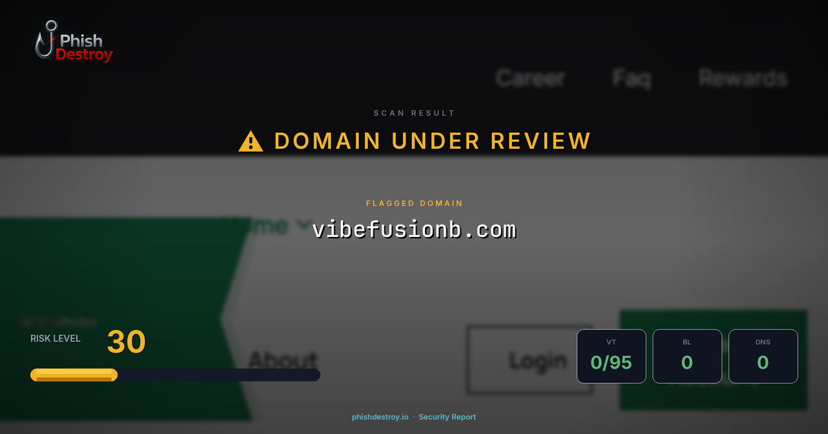 vibefusionb.com phishing report — threat analysis by PhishDestroy