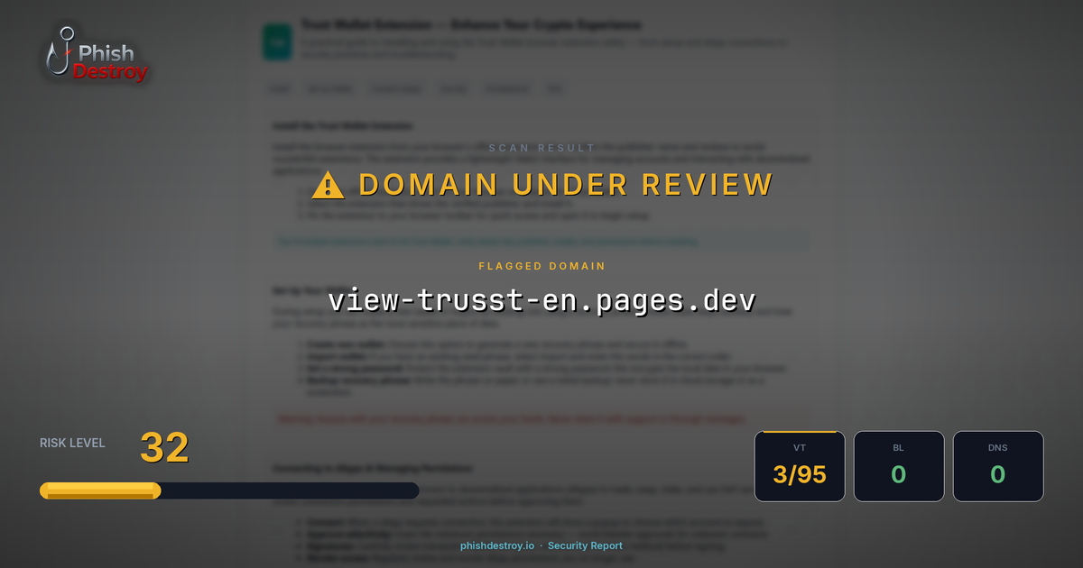 view-trusst-en.pages.dev phishing report — threat analysis by PhishDestroy