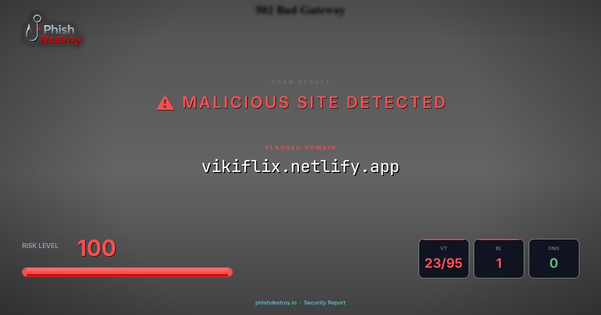 vikiflix.netlify.app phishing report — threat analysis by PhishDestroy
