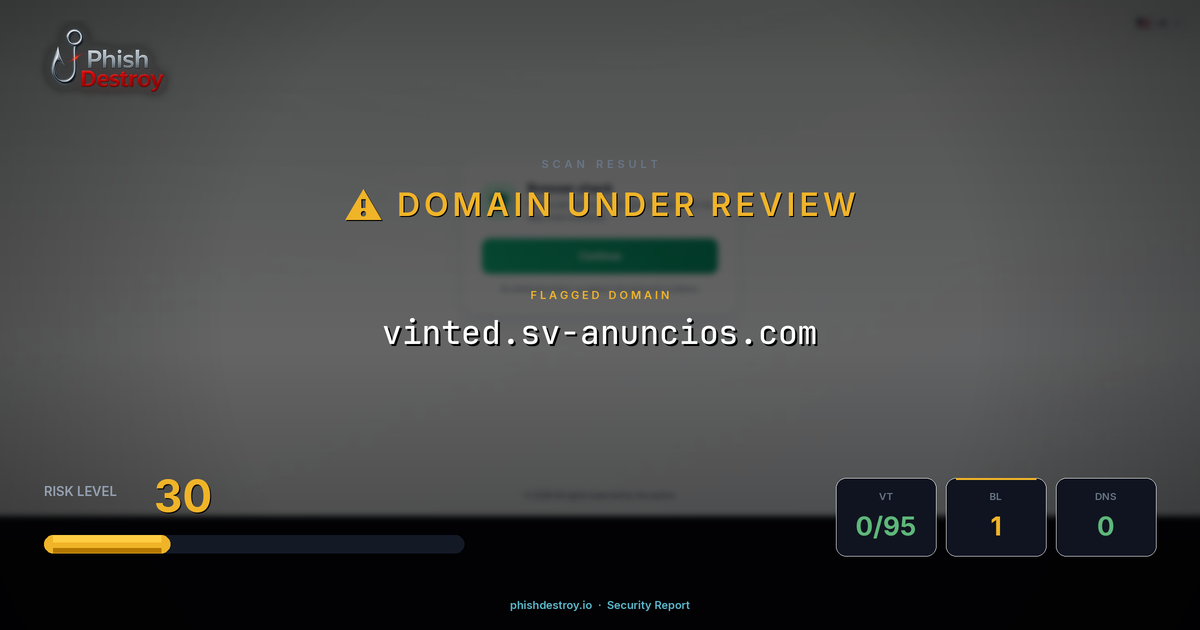 vinted.sv-anuncios.com phishing report — threat analysis by PhishDestroy