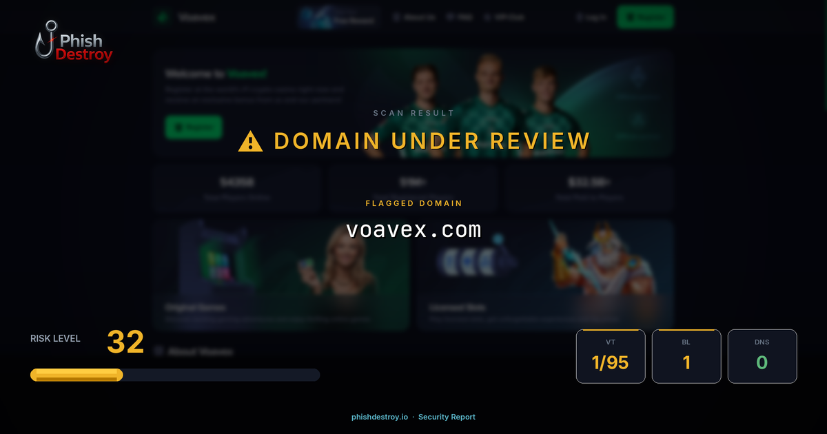 voavex.com phishing report — threat analysis by PhishDestroy