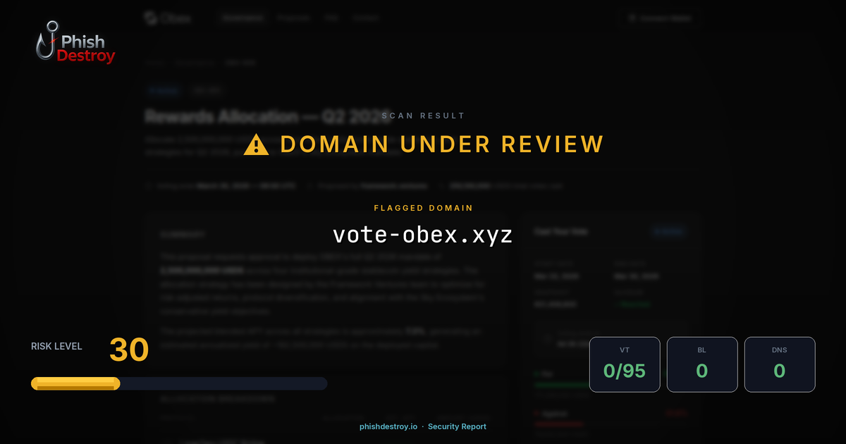 vote-obex.xyz phishing report — threat analysis by PhishDestroy