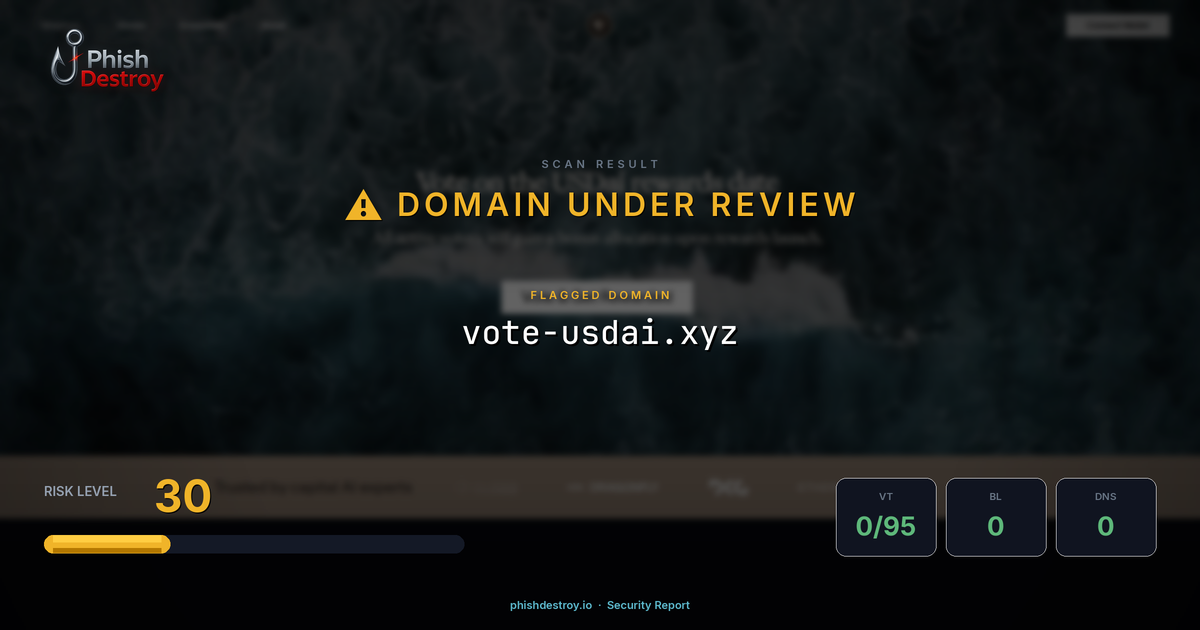 vote-usdai.xyz phishing report — threat analysis by PhishDestroy