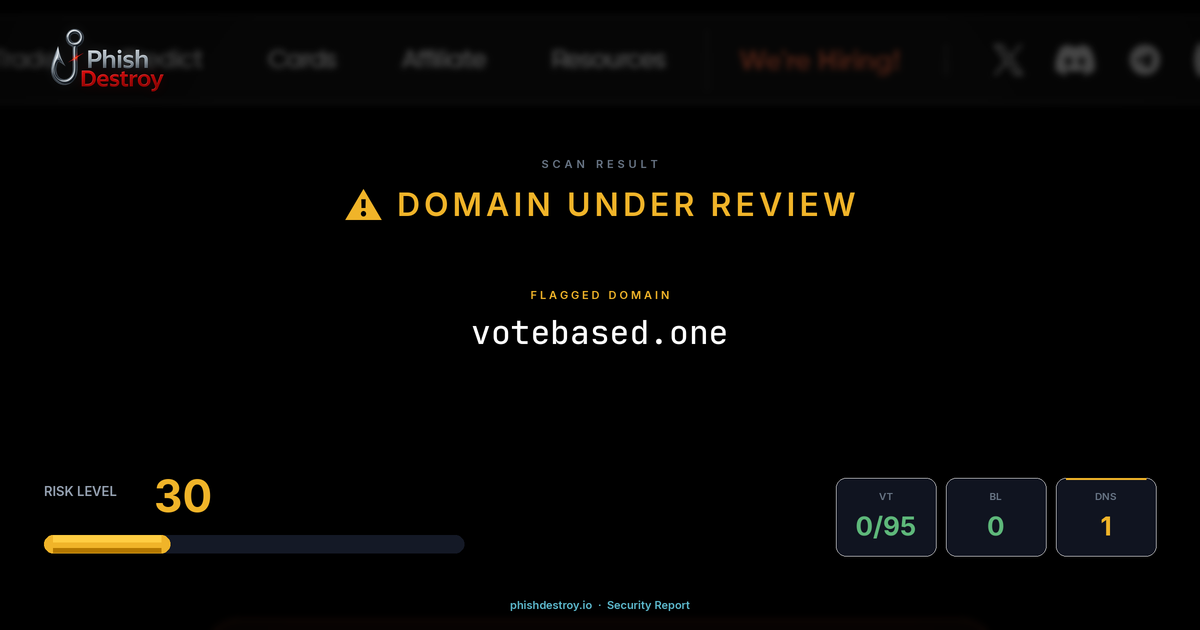 votebased.one phishing report — threat analysis by PhishDestroy