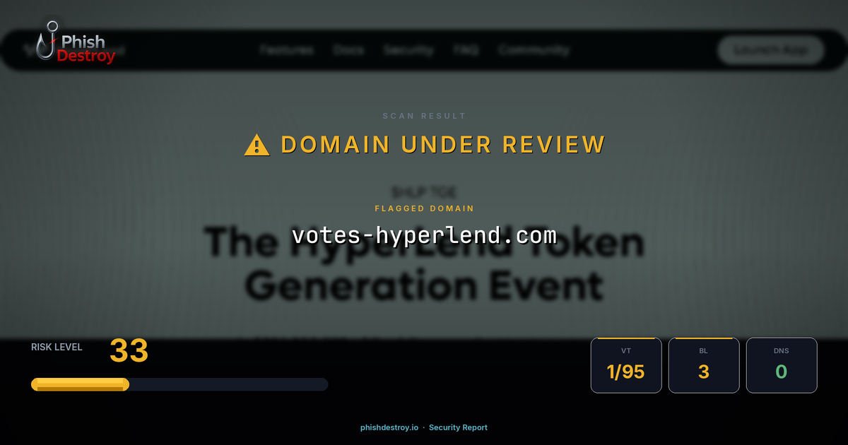 votes-hyperlend.com phishing report — threat analysis by PhishDestroy