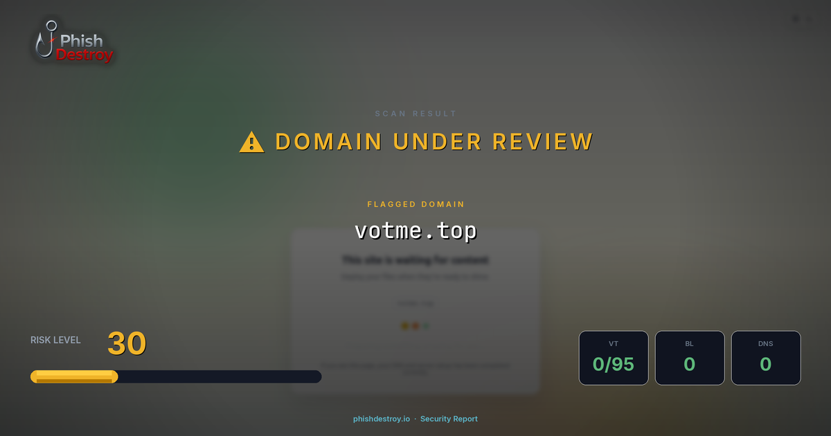 votme.top phishing report — threat analysis by PhishDestroy