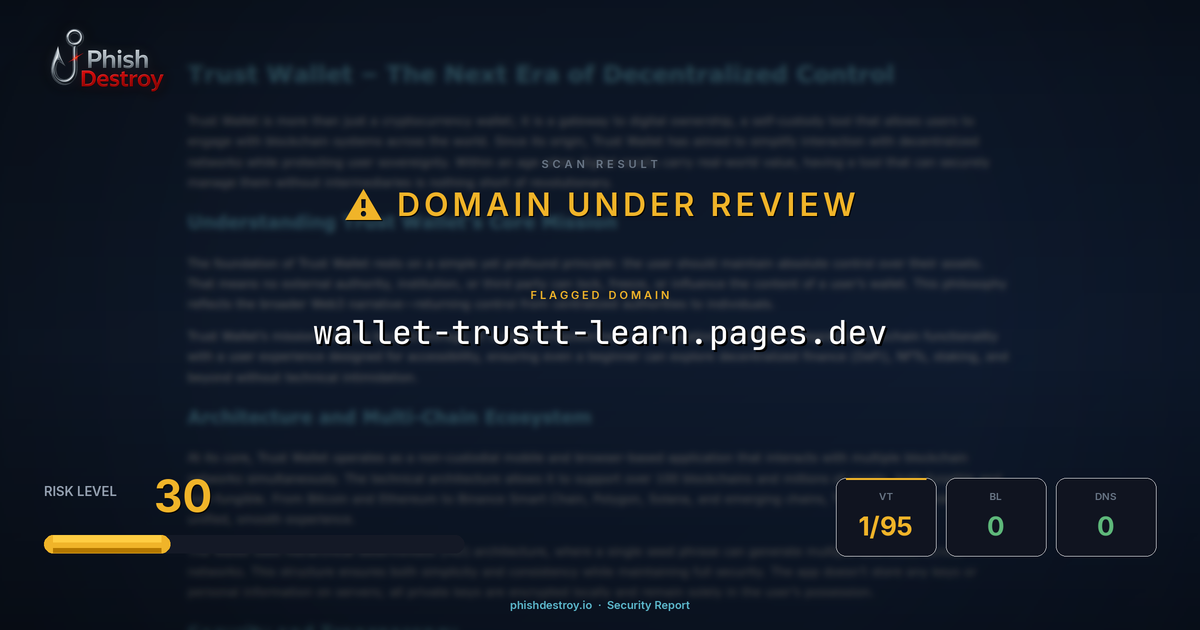 wallet-trustt-learn.pages.dev phishing report — threat analysis by PhishDestroy