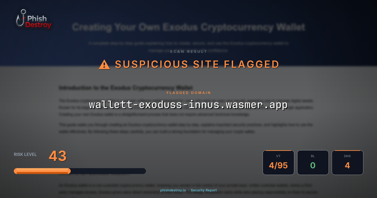 wallett-exoduss-innus.wasmer.app phishing report — threat analysis by PhishDestroy