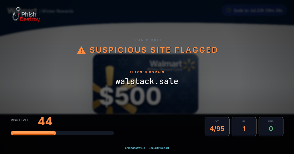 walstack.sale phishing report — threat analysis by PhishDestroy