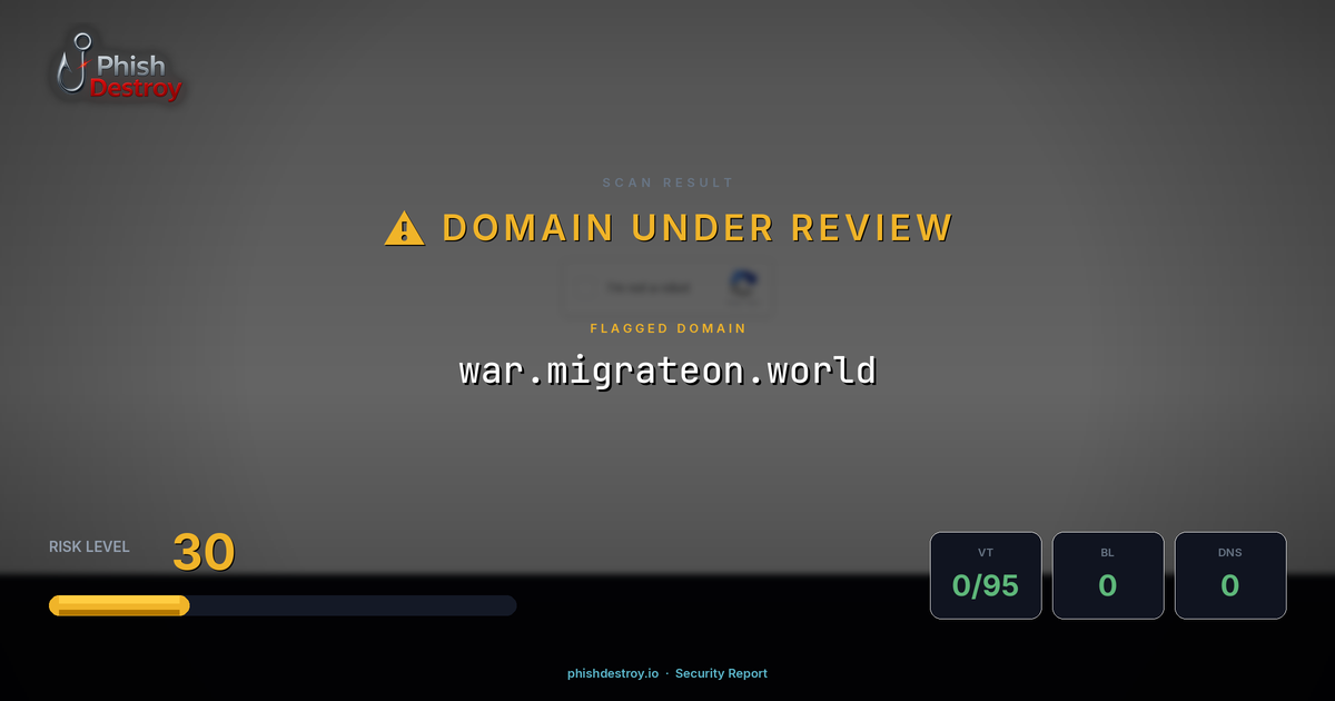 war.migrateon.world phishing report — threat analysis by PhishDestroy