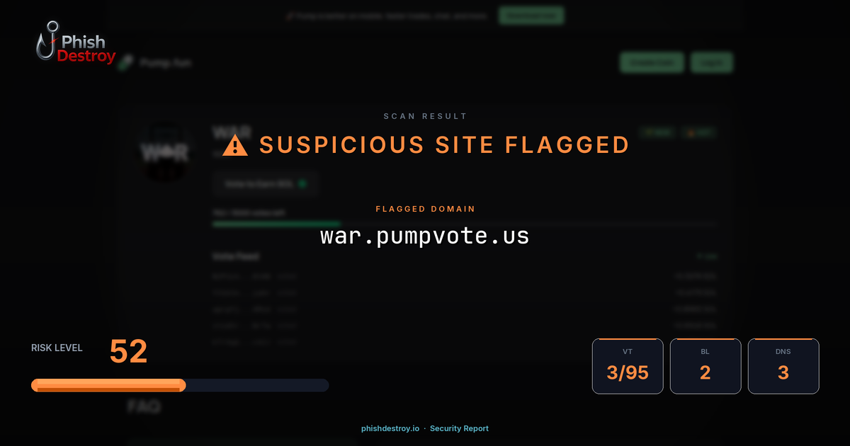 war.pumpvote.us phishing report — threat analysis by PhishDestroy