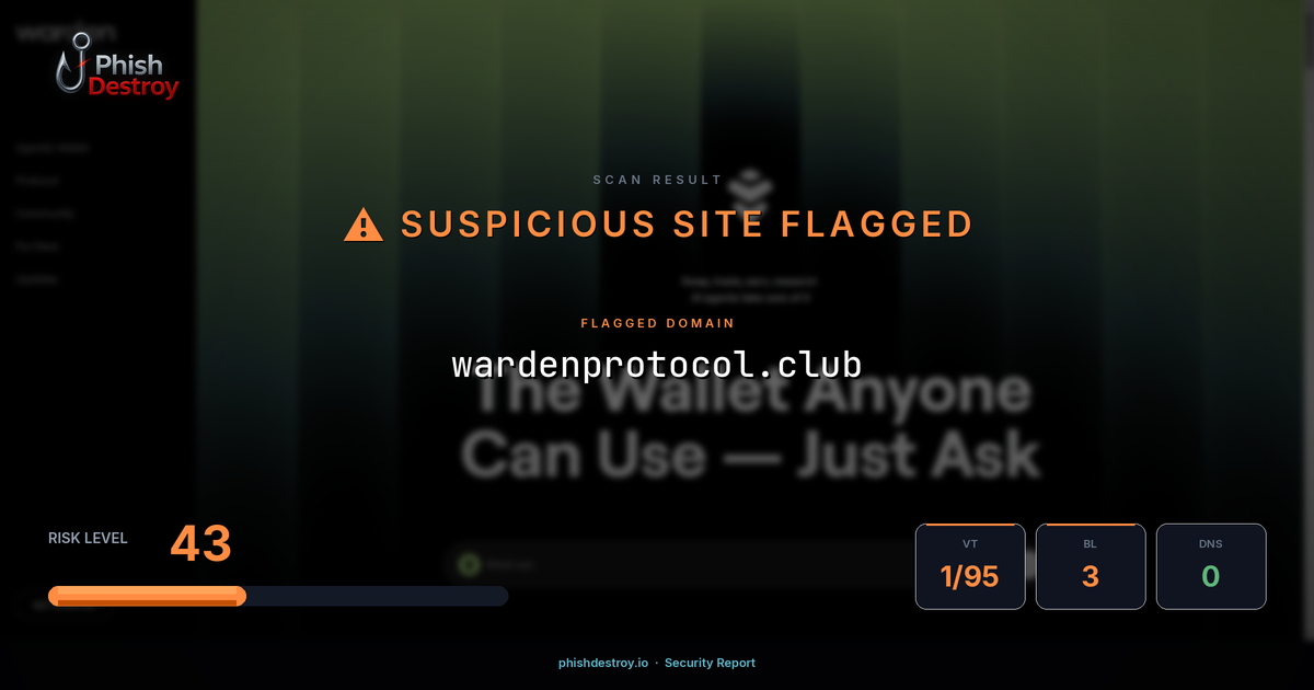 wardenprotocol.club phishing report — threat analysis by PhishDestroy
