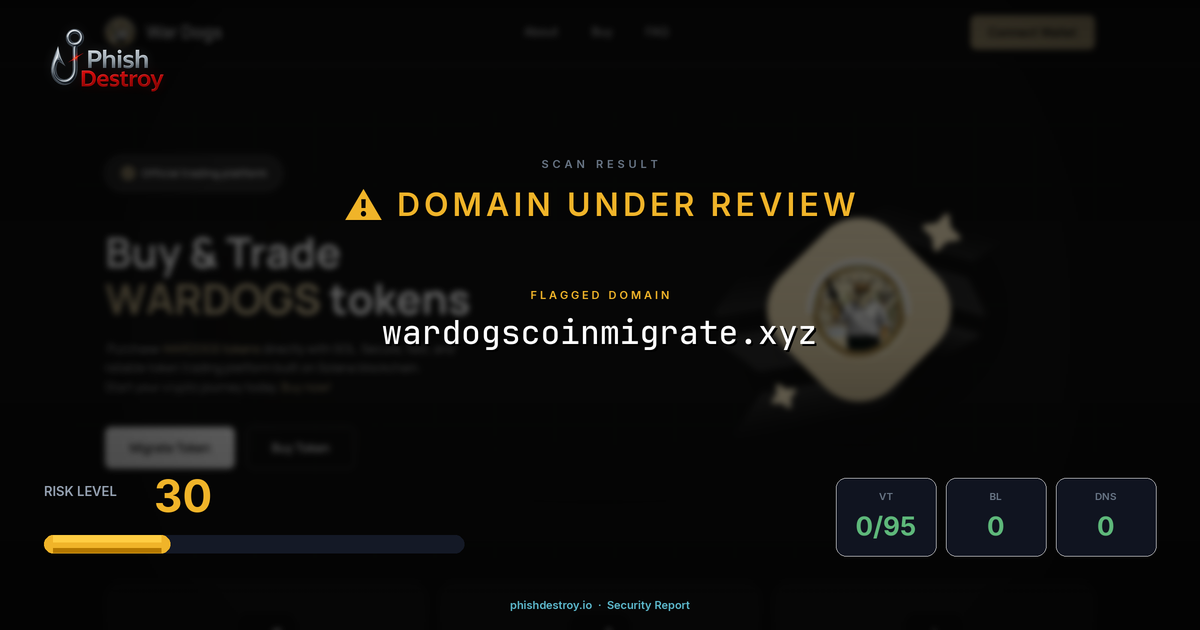wardogscoinmigrate.xyz phishing report — threat analysis by PhishDestroy