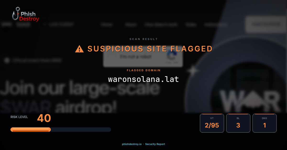 waronsolana.lat phishing report — threat analysis by PhishDestroy