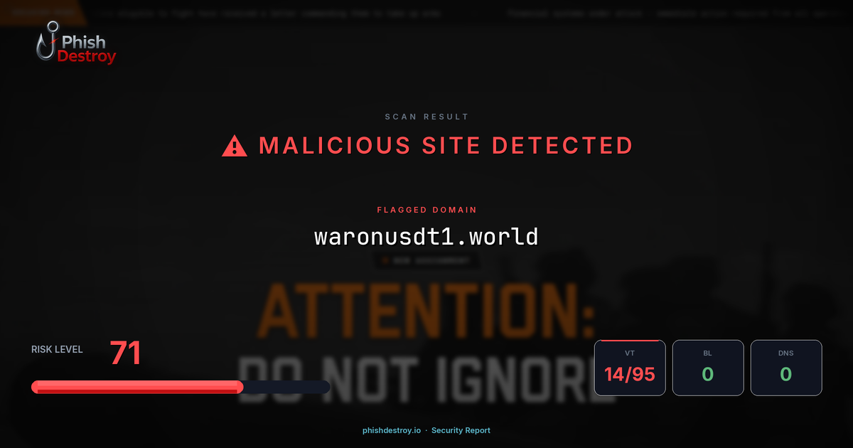 waronusdt1.world phishing report — threat analysis by PhishDestroy