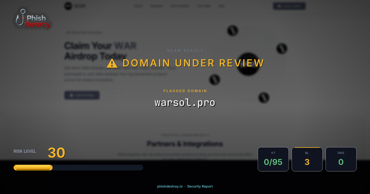warsol.pro phishing report — threat analysis by PhishDestroy