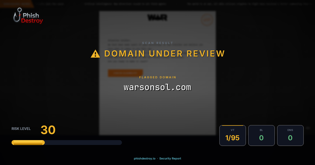 warsonsol.com phishing report — threat analysis by PhishDestroy