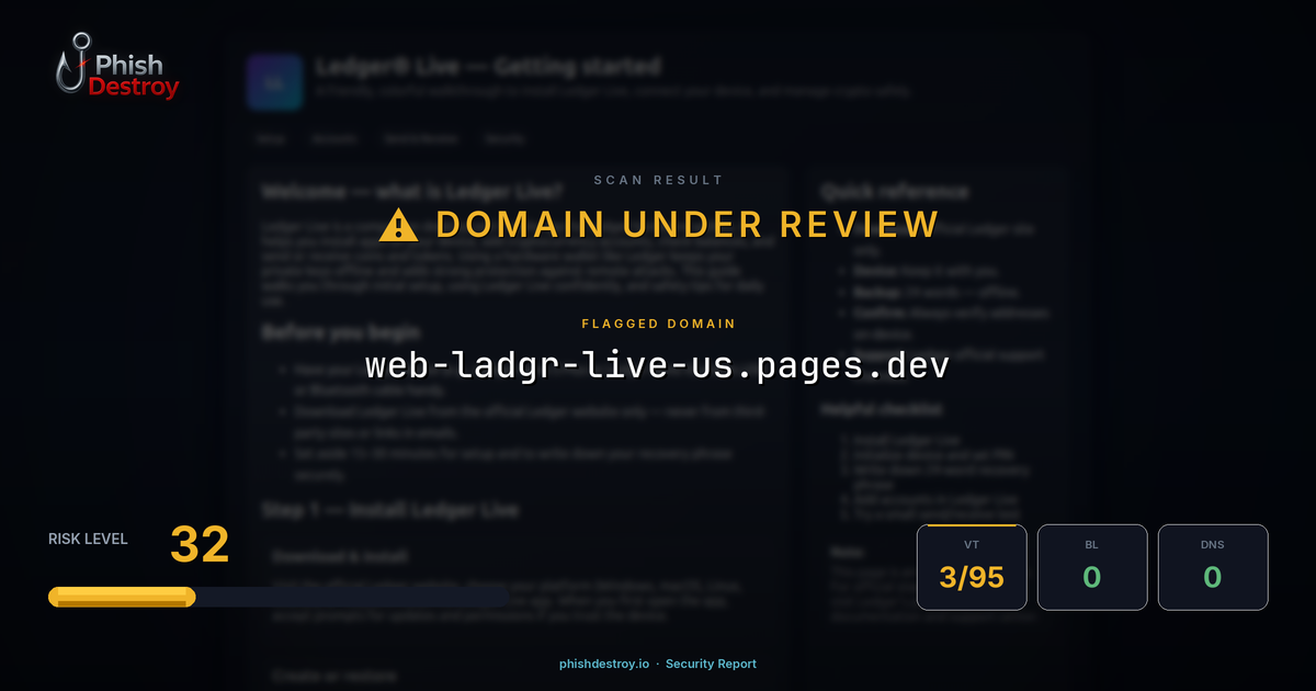 web-ladgr-live-us.pages.dev phishing report — threat analysis by PhishDestroy