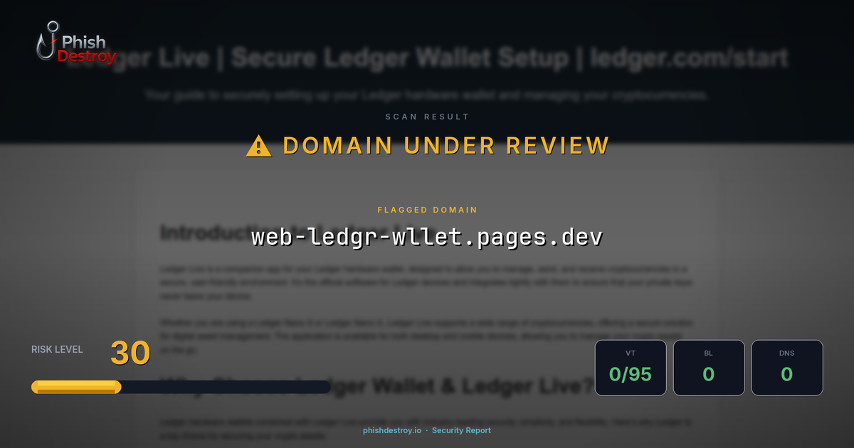 web-ledgr-wllet.pages.dev phishing report — threat analysis by PhishDestroy