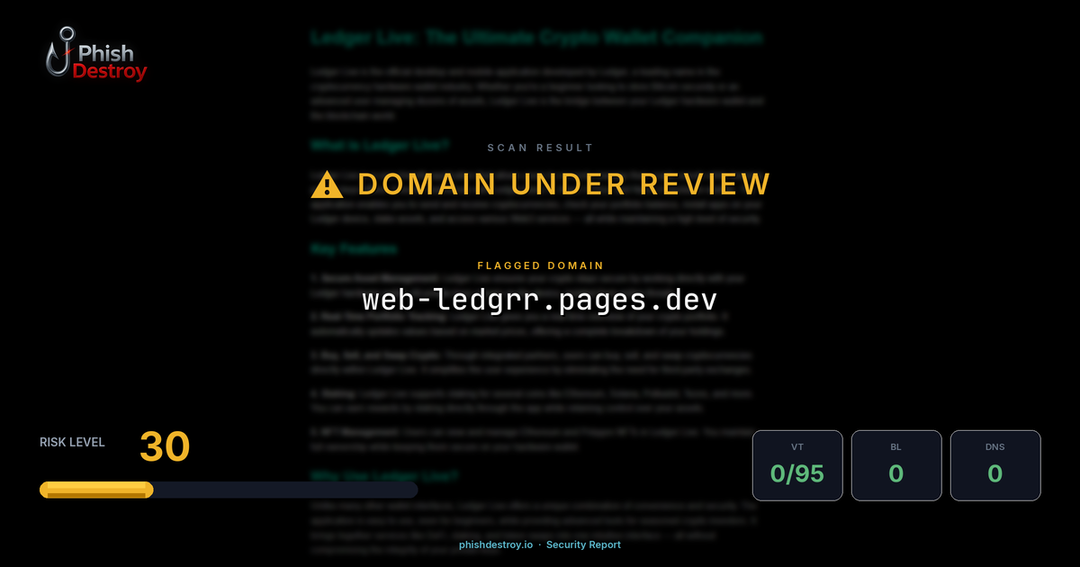 web-ledgrr.pages.dev phishing report — threat analysis by PhishDestroy