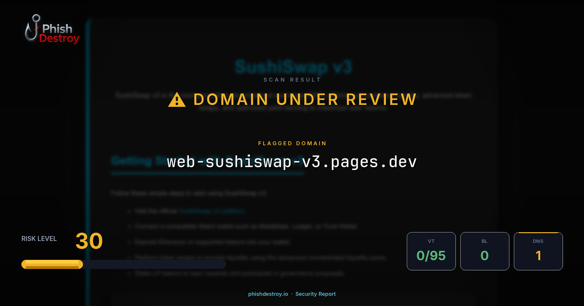web-sushiswap-v3.pages.dev phishing report — threat analysis by PhishDestroy