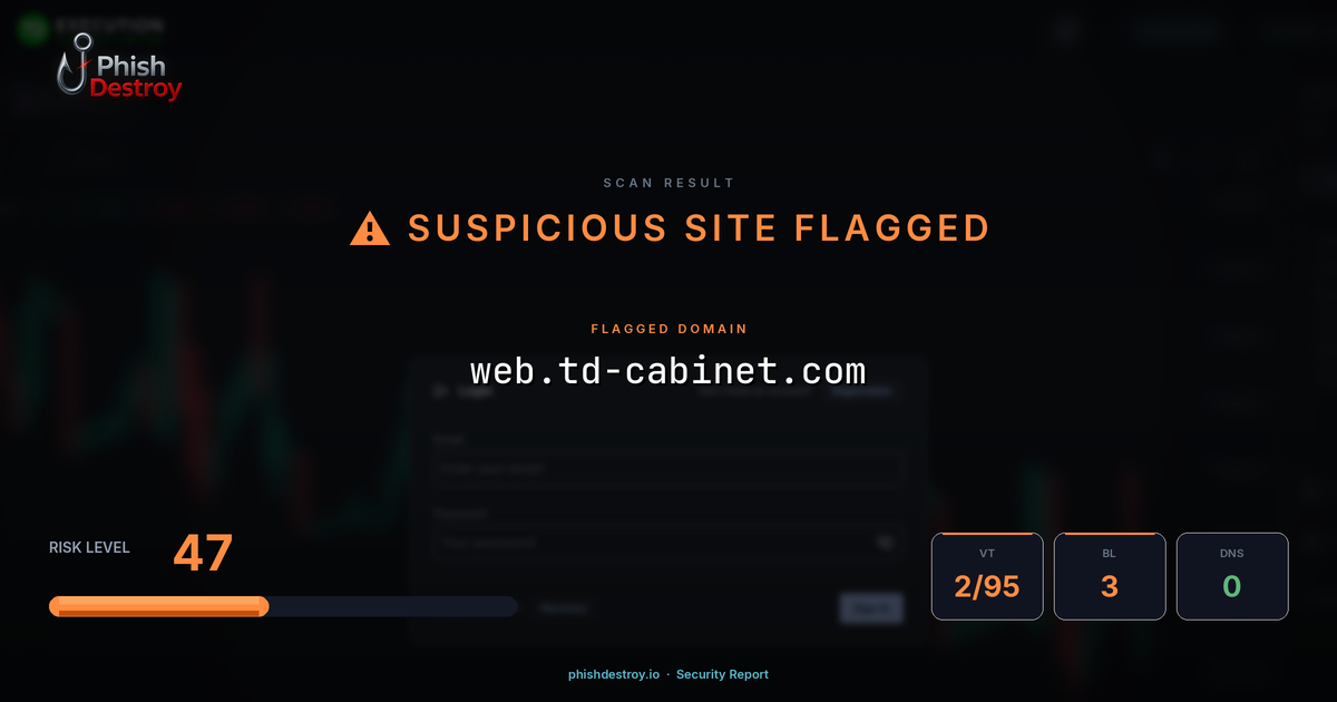web.td-cabinet.com phishing report — threat analysis by PhishDestroy