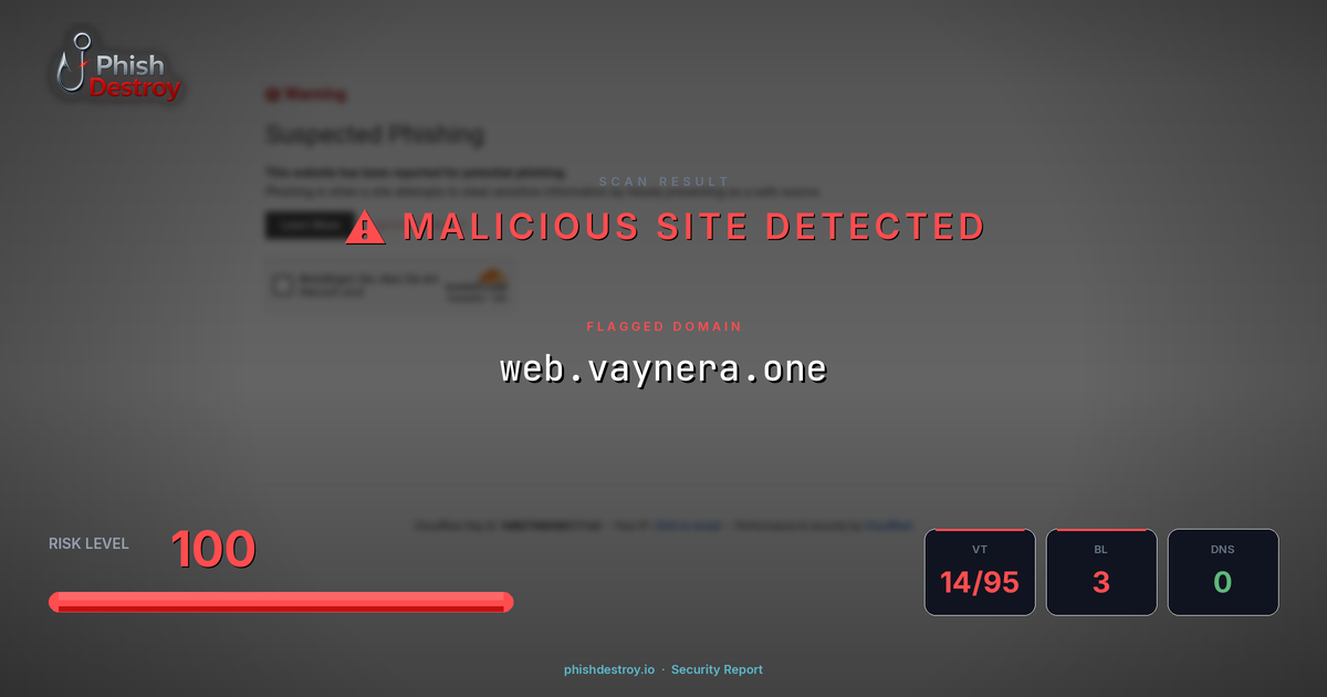 web.vaynera.one phishing report — threat analysis by PhishDestroy