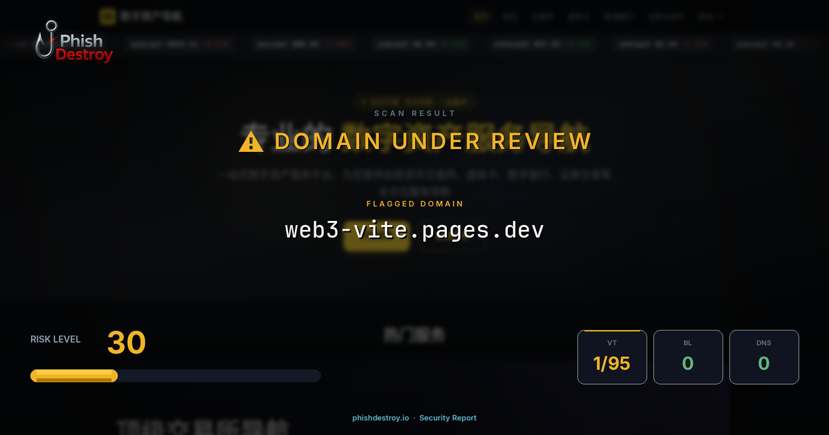 web3-vite.pages.dev phishing report — threat analysis by PhishDestroy