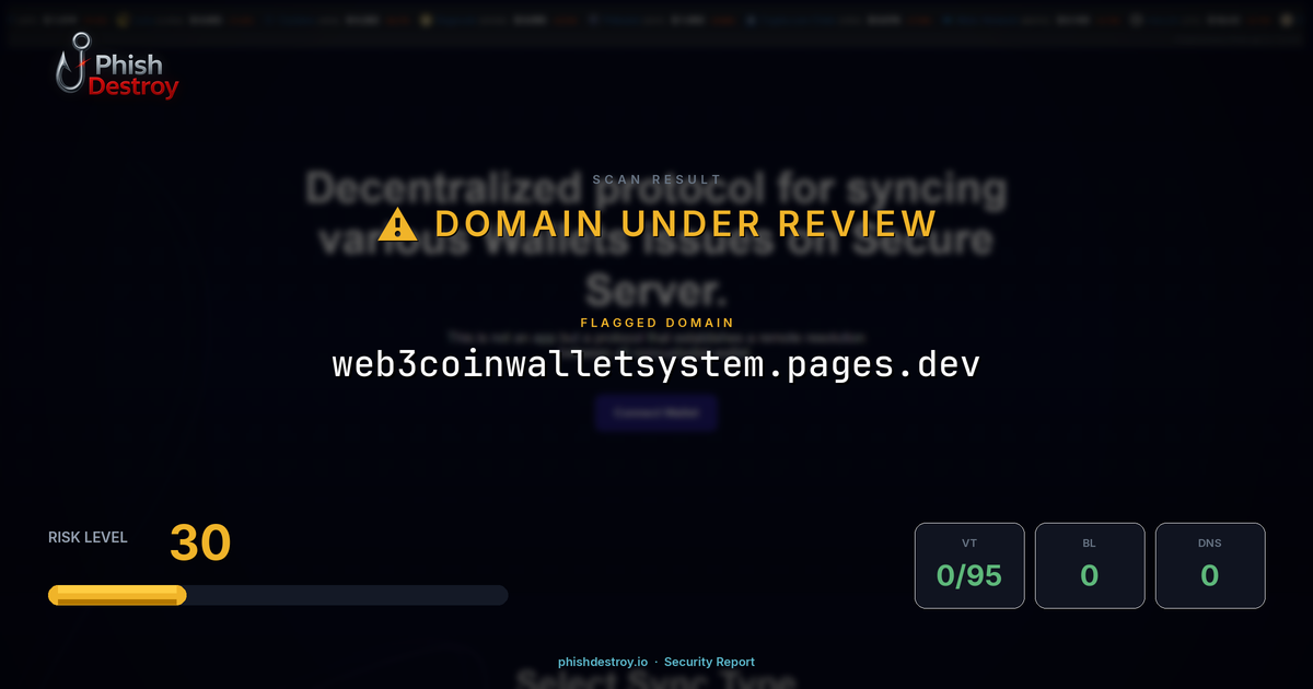 web3coinwalletsystem.pages.dev phishing report — threat analysis by PhishDestroy