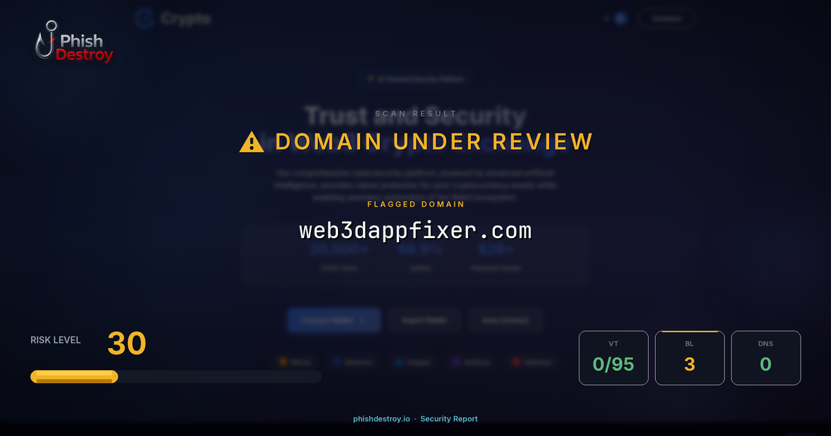 web3dappfixer.com phishing report — threat analysis by PhishDestroy
