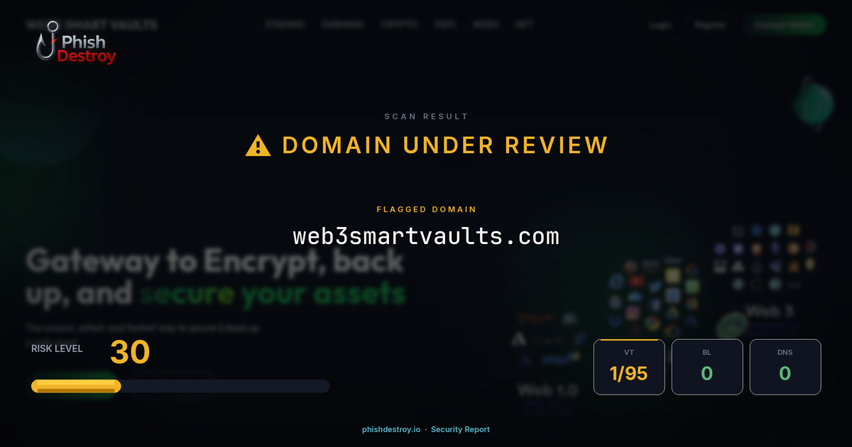 web3smartvaults.com phishing report — threat analysis by PhishDestroy