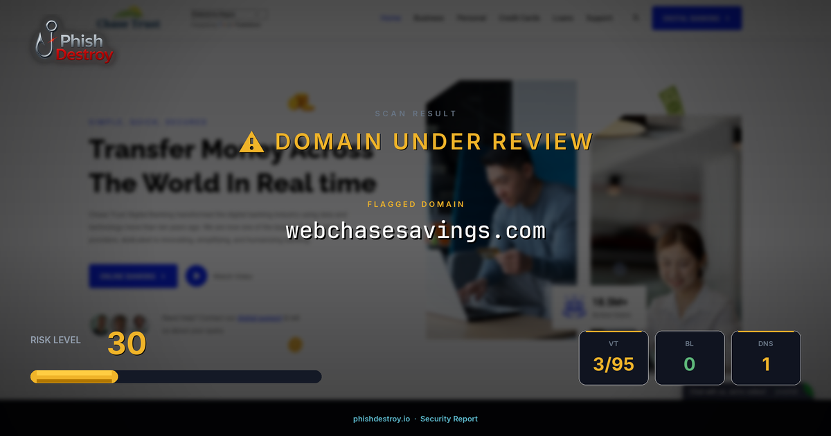 webchasesavings.com phishing report — threat analysis by PhishDestroy