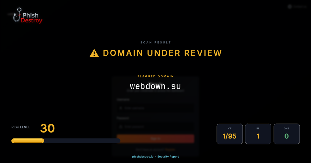 webdown.su phishing report — threat analysis by PhishDestroy