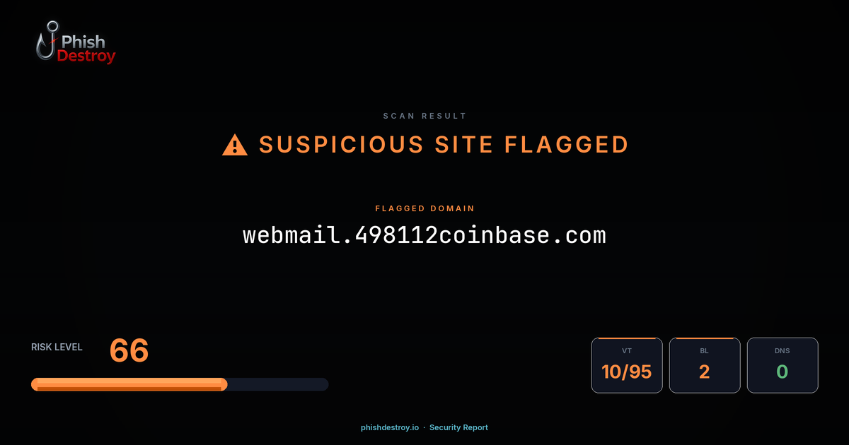 webmail.498112coinbase.com phishing report — threat analysis by PhishDestroy