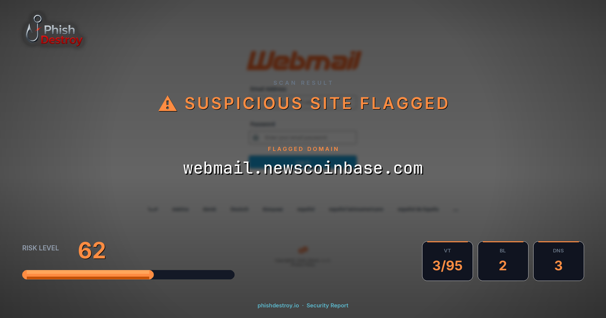 webmail.newscoinbase.com phishing report — threat analysis by PhishDestroy