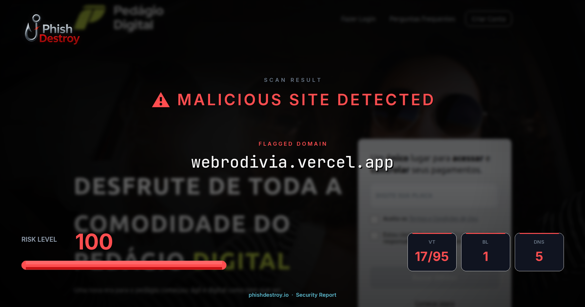 webrodivia.vercel.app phishing report — threat analysis by PhishDestroy