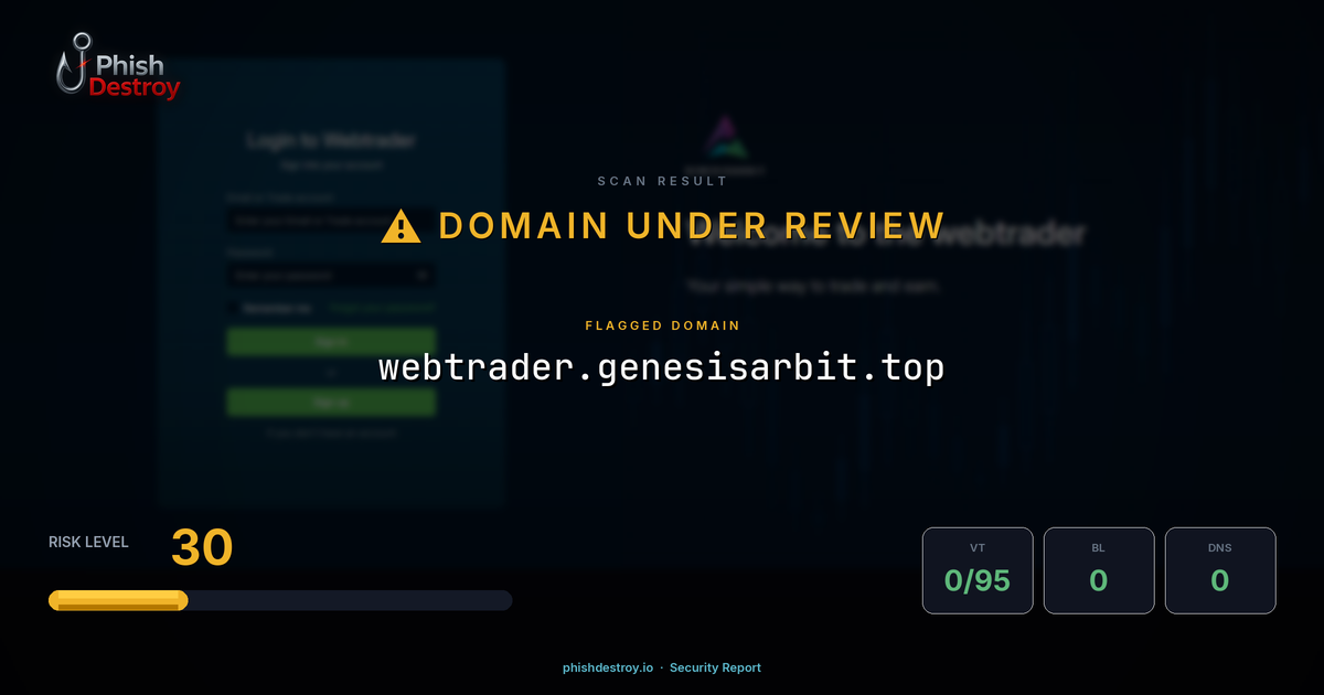 webtrader.genesisarbit.top phishing report — threat analysis by PhishDestroy