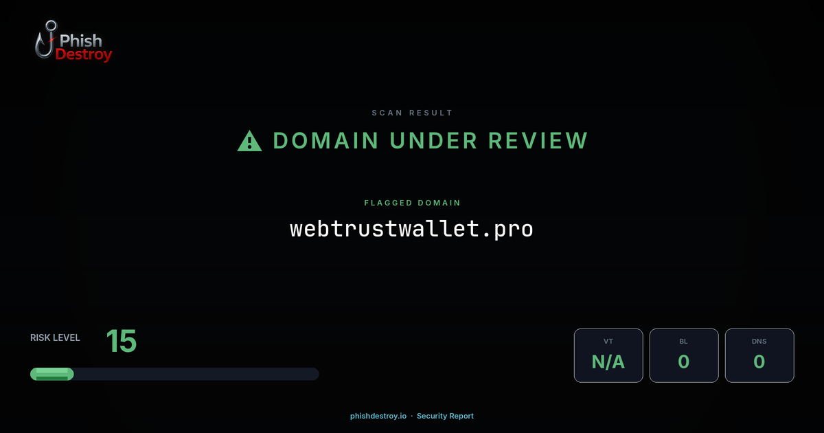 webtrustwallet.pro phishing report — threat analysis by PhishDestroy