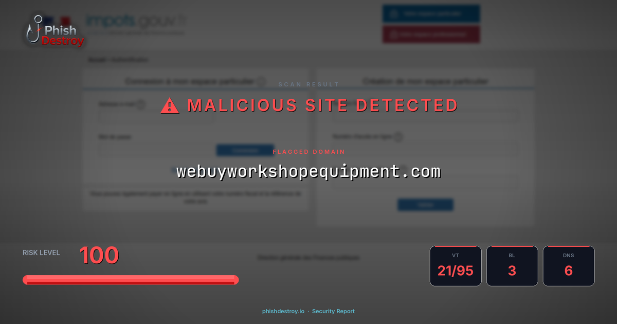 webuyworkshopequipment.com phishing report — threat analysis by PhishDestroy