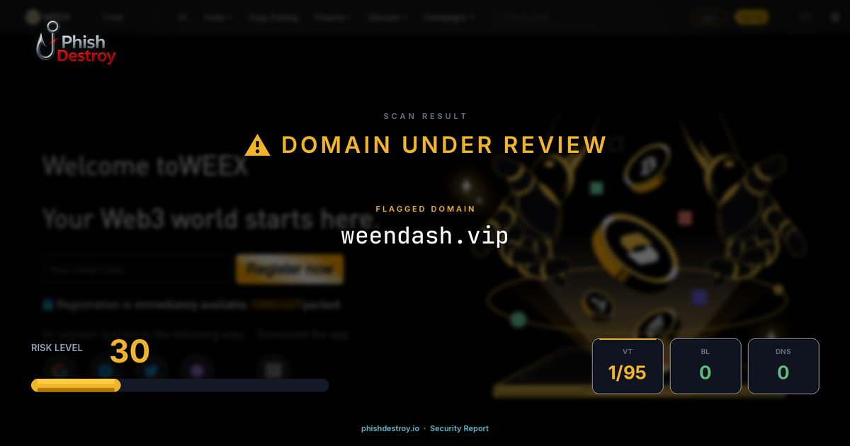 weendash.vip phishing report — threat analysis by PhishDestroy