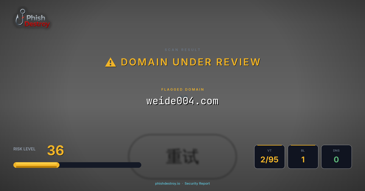 weide004.com phishing report — threat analysis by PhishDestroy