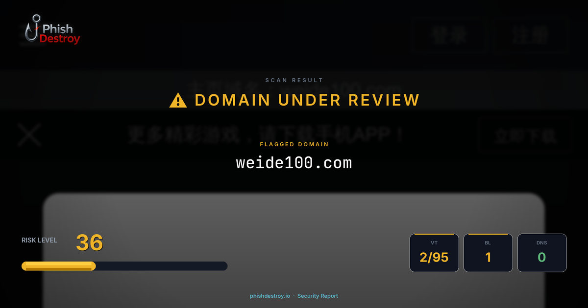 weide100.com phishing report — threat analysis by PhishDestroy