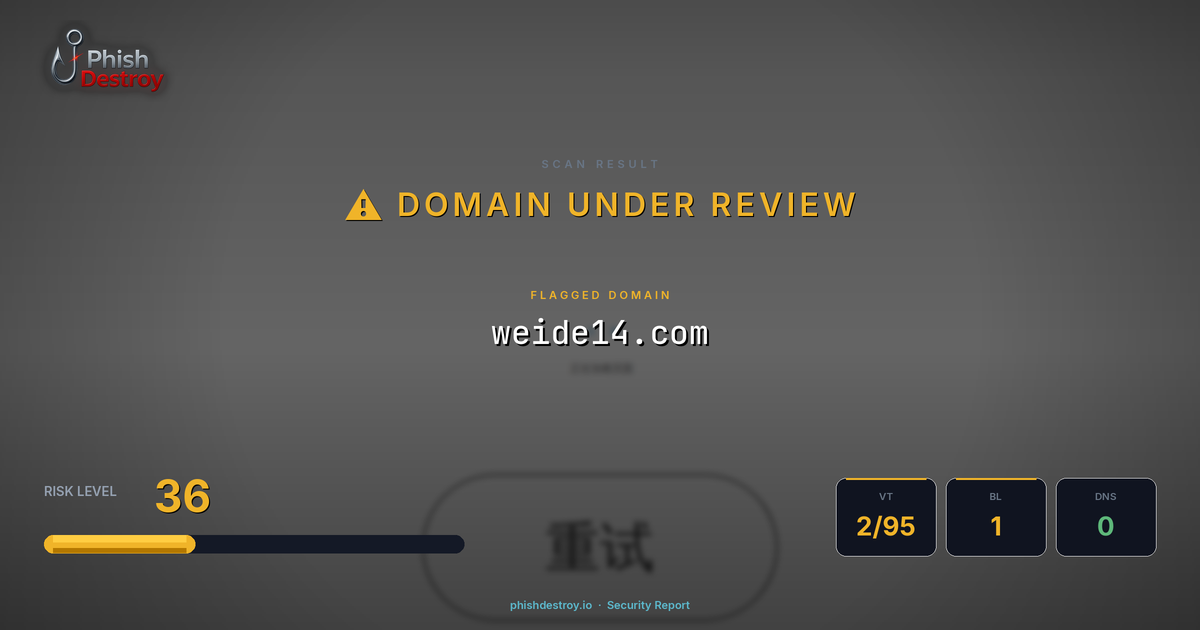 weide14.com phishing report — threat analysis by PhishDestroy